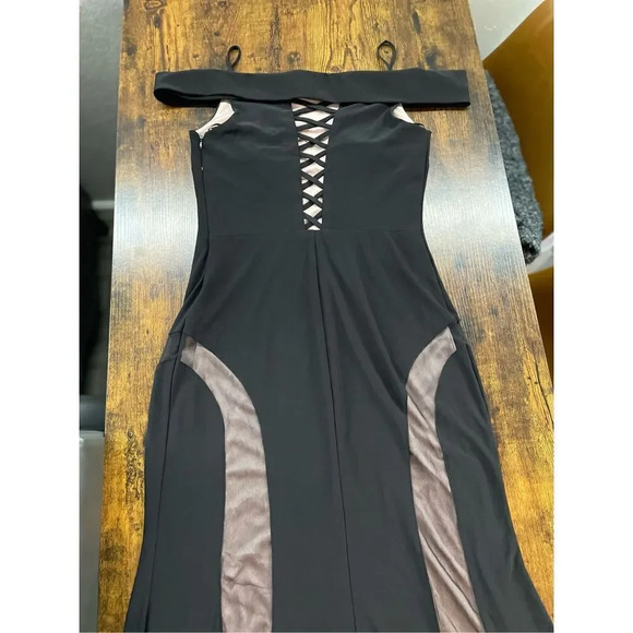 NIGHTWAY Black & Beige Cold Shoulder Gown Maxi Mermaid Dress SZ 6 - Picture 14 of 14